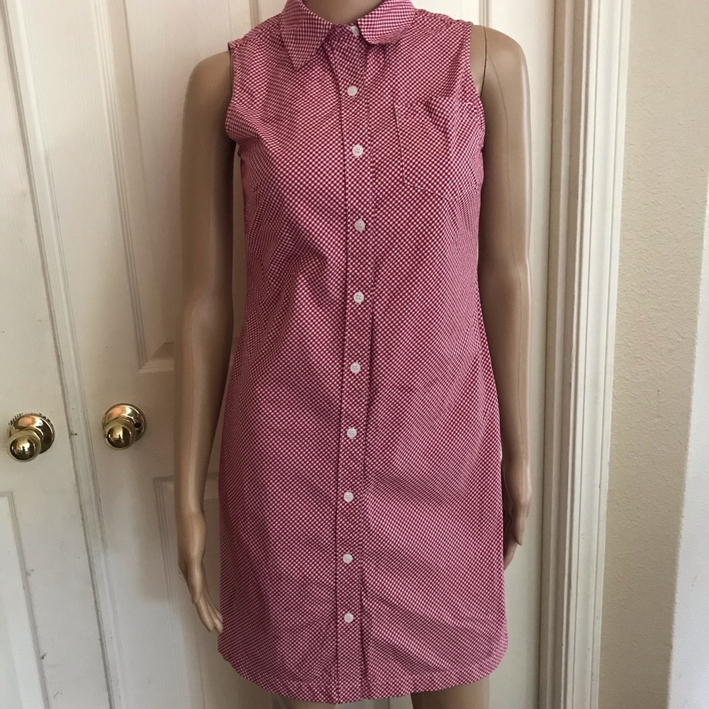 Talbots petite sleeves plaid red dress size 2 .